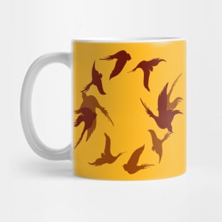 Swallows In Flight Stylized Silhouette Art Red Orange Mug